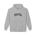 Gray hoodie with 'MAMA' text on a white background