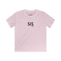 Pink t-shirt with 'SIS' printed on it against a white background