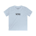 Light blue t-shirt with 'SON' printed on it against a white background